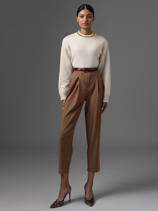 Forever Young The Label Women's Fabric Trousers Beige