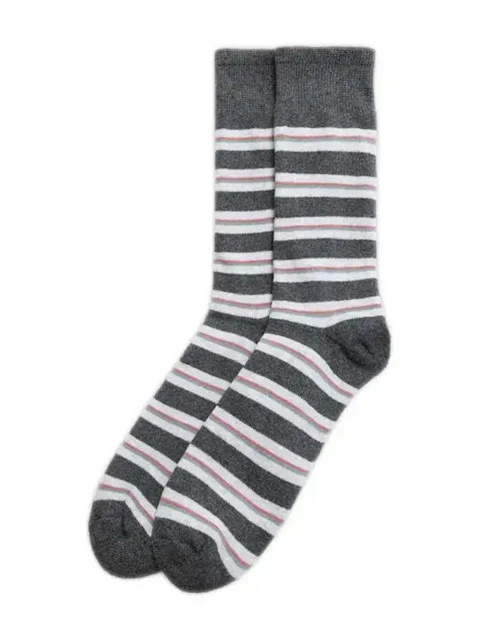 Ysabel Mora Women's Thermal Gray Striped Socks ...