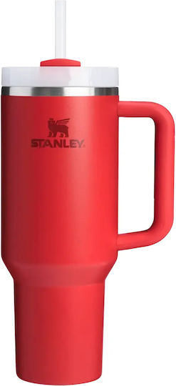 Stanley Quencher H2.0 FlowState Handled Tumbler Θερμός Ανοξείδωτο BPA Free 1.18lt Chilli Red με Καλαμάκι και Λαβή