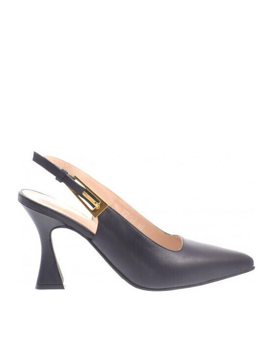 Leather Heels with High Heel Black