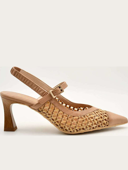 Leather Heels with Medium Heel Brown