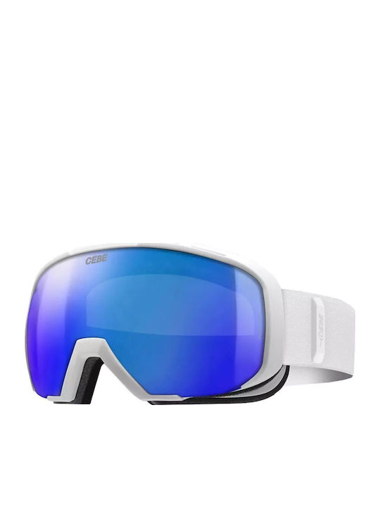 Cebe Masca Ski Si Snowboard Adulți Albă Cu Lentilă Albastră
