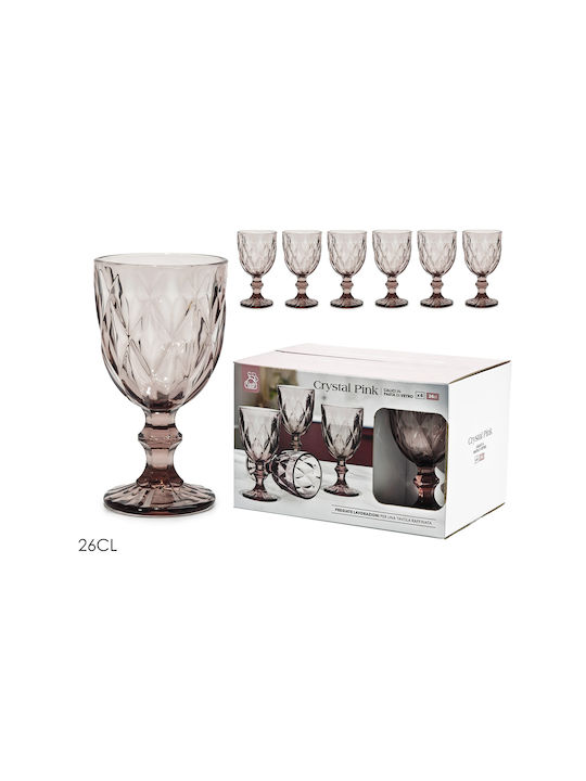 General Trade Crystal Pink Set 6 Pcs Glass Wine Glass Stem 260 Ml