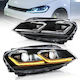 Φανάρια Εμπρός Led Vw Golf 7 2014-2018 Silver Line Design Μαύρα Χωρίς Λάμπες D2s/h7 Σετ 2τμχ
