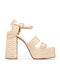 Damen Sandalen Leder Beige