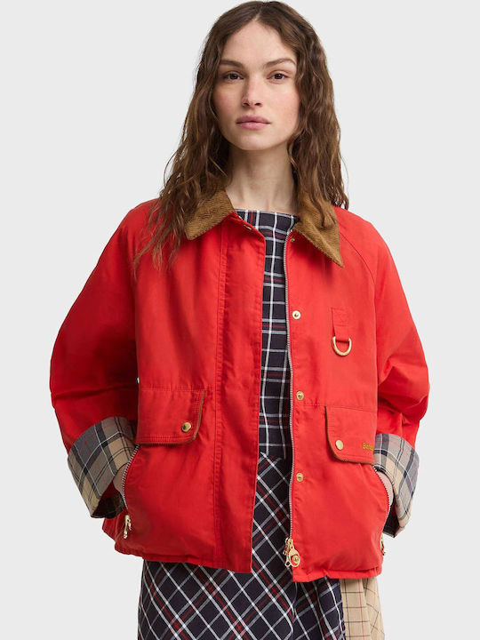 Short Women's Jacket for Winter Red