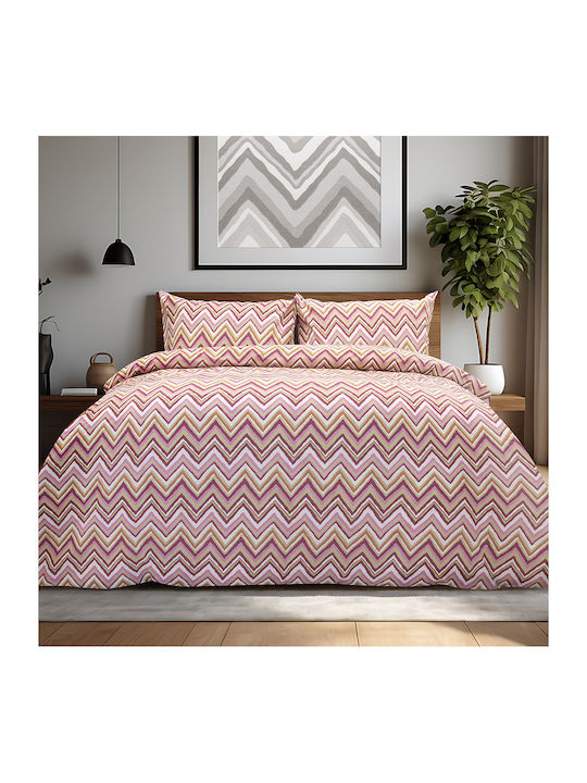 Lino Home Cotton Duvet Cover Set 165x245cm Single with Pillowcase Flots Pink