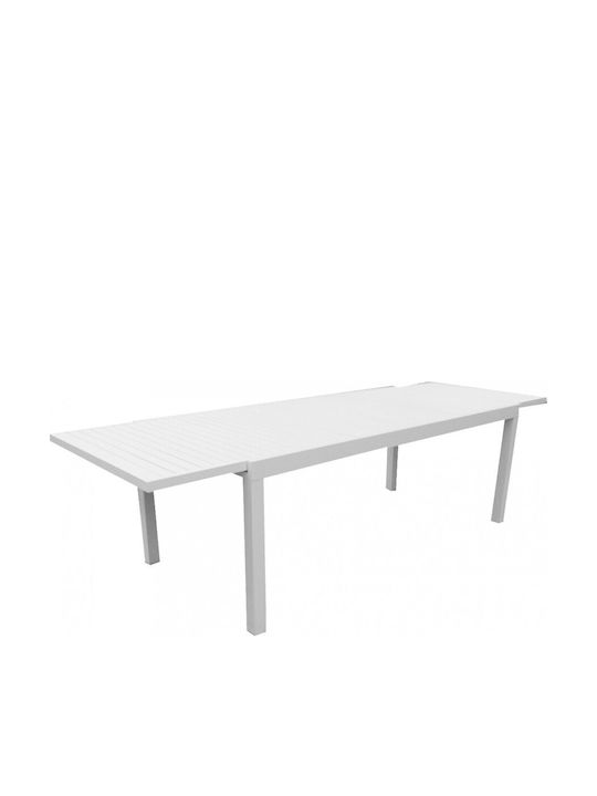 Letta Extendable Aluminum Dining Table White 280x95x74cm