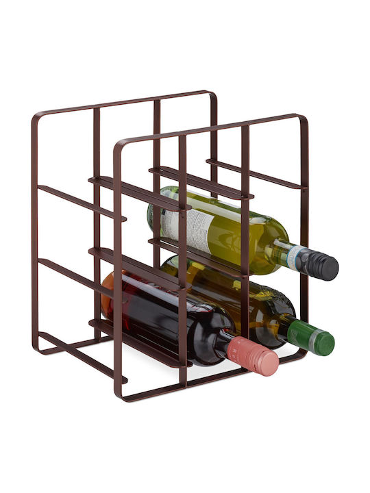 Relaxdays Suport De Masă Pentru Sticle Metalic Pentru 9 Sticle Maro 37x17x35cm