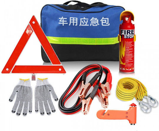 Auto-Notfall-Kits mit Feuerlöscher, Warndreieck, Batteriestarthilfekabel, Abschleppseil & Rettungshebel
