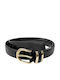 Wide Leather Women's Belt Black 24550-Black/Gold-115cm