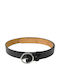 Wide Leather Women's Black Belt 2618-Black/Silver-115cm