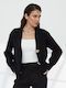 Short Women's Knitted Cardigan in Black Color
