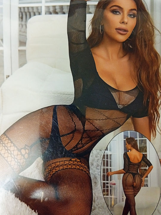 Vaqua Sexy Women's Bodystocking Mesh Polyester Black