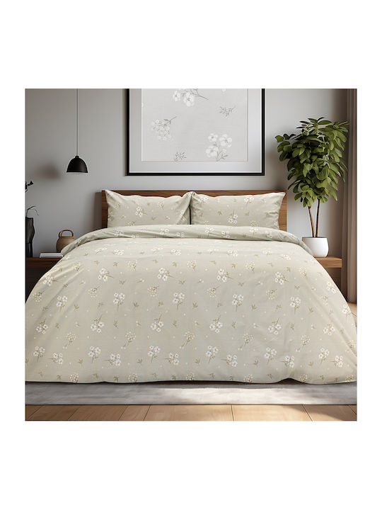 Lino Home Diminuto Σετ Σεντόνια Υπέρδιπλα με Λάστιχο 165x200+32εκ. Μπεζ (4τμχ)
