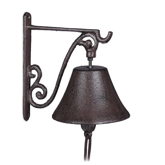 Relaxdays Clopot Ușă Fontă Aspect Antic Casă de Țară Sunet Puternic Clopot Ușă Intrare Decorațiune Grădină Rezistent la Intemperii Maro