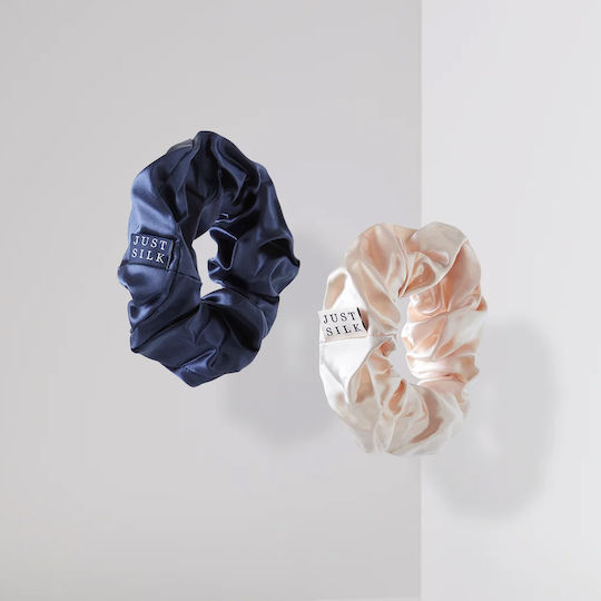 Große Samt Scrunchies Blau Beige 300000030-005
