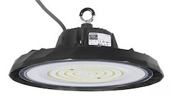 Powertech Lustră Tip Clopot 100W Alb Rece 15000lm cu LED Încorporat Neagră Ø30xÎ11cm