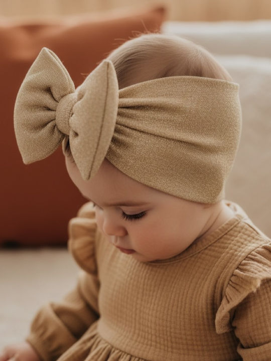 Bonjour Bebe Kids Hair Ribbon in Beige Color