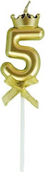 Number 5 Cake Candle Crown Design Gold Alista H...