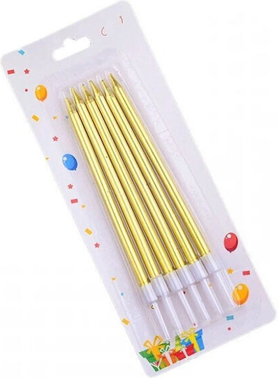 Set 6 Lumanări De Ziua De Naștere Alista Home Din Parafină 11 X 0.4 Cm Auriu Lucios
