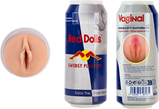 Alive Rote Puppe Männlicher Masturbator Vagina Energetisches Getränkedose