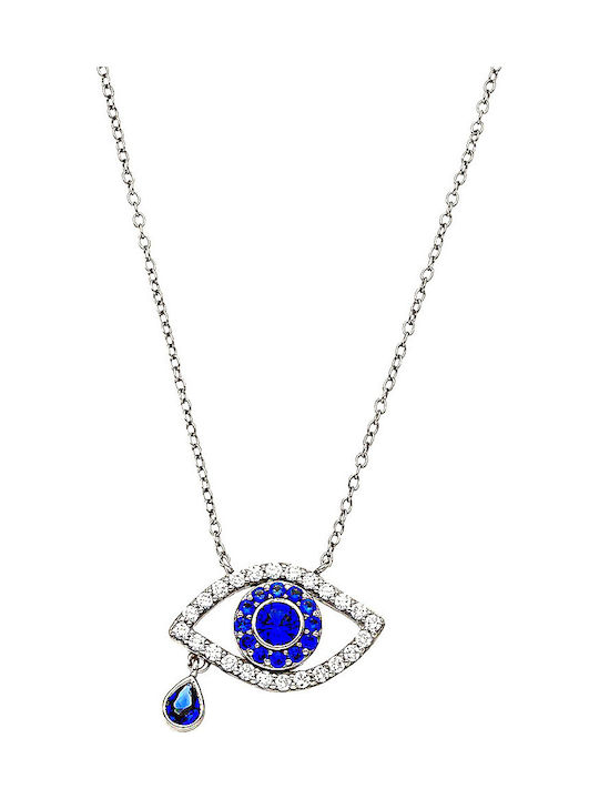 Vogue Necklace Eye Silver with Blue Zircon