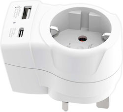 Skross United Kingdom Type G Travel Adapter Usb-a Usb-c 20w White
