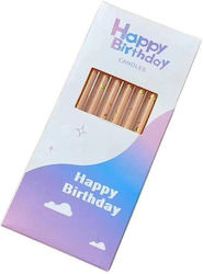 Set 6 Long Candles Alista Home Paraffin 10 X 0.5 Cm Happy Birthday Pale Orange