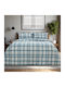 Lino Home Single Bed Sheets Set 170x260cm Blue 3 Pieces