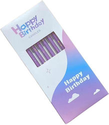 Set 6 Long Candles Alista Home Paraffin 10 X 0.5 Cm Happy Birthday Purple