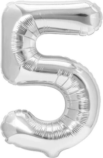 Αριθμός 5 Foil Jumbo Ασημί 80εκ.