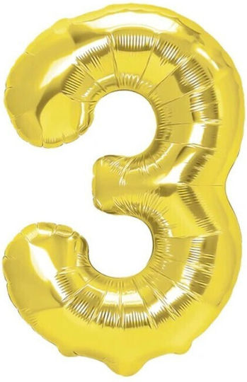 Number 3 Foil Jumbo Gold 100cm