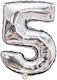 Nummer 5 Folie Jumbo Silbern 81cm