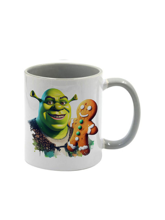 Shrek Keramiktasse Grau Griff Innen