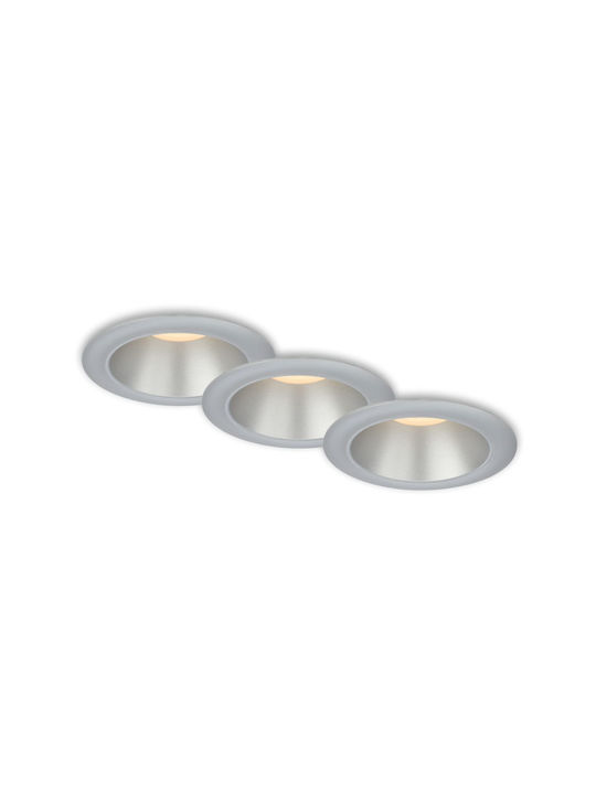 Briloner Leuchten Set De 3 Spoturi De Tavan Încastrate Pentru Baie Cu LED Încorporat Lămpi Încastrate IP44 Protecție La Stropire Lumină Alb Cald Spoturi De Baie Încastrate Crom Mat Argintiu 95x54 Mm 7041-034