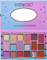 Palete Machiaj Kevin Coco Roz Albastru Fard de Pleoape 18 Culori 19.3 X 12 X 1.4 Cm