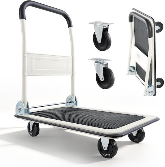 Vevor Collapsible Transport Trolley Capacity 149.69 Kg Truck Platform Swivel Wheels Transport Trolley Flat Platform Space Saving Push Handle Easy Storage 735 X 480 X 825 Mm