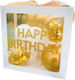Cutie Baloane Alista Home Tematică La Mulți Ani! Design Script Auriu Baloane Albe Panglică Inclusă Contur Alb Transparent 30x30 Cm