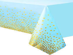 Tablecloth Alista Home Made Peva Gold Polka Dot Print 137 X 274 Cm Waterproof Stain Resistant Quick Cleaning Blue