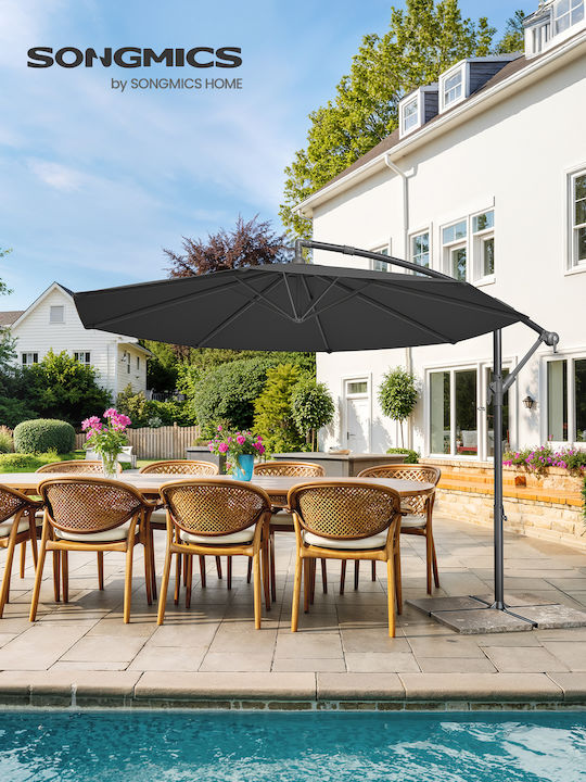 Umbrelă Suspendată Rotundă Metalică Gri Φ3xÎ2,45m