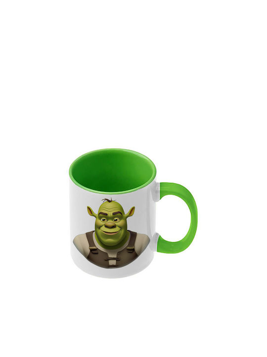 Shrek Tasse Mit Deckel Grüne Griff Innen