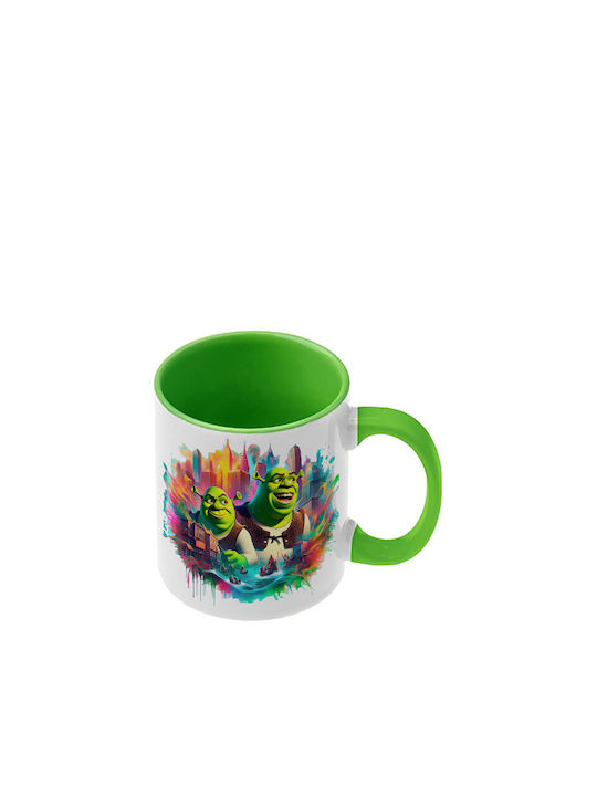 Shrek Tasse Mit Deckel Grüne Griff Innen