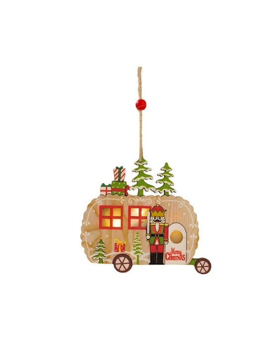 Ornament De Crăciun Pentru Brad Alista Home Figurina Lemn Nutcracker Model Mașină Cu Lumină Multicolor