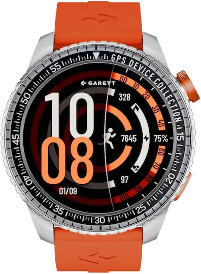 Garett Compass 53mm Waterproof Smartwatch with Heart Rate Monitor (Silver)