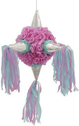 Round Party Pinata Alista Home Silver Details Paper Cardboard Kids Pinata 76 X 50 X 50 Cm Pink