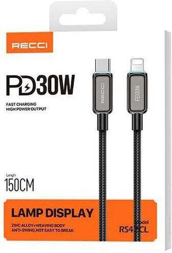 Recci USB-C to Lightning Cable Black RS42CL