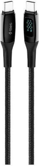 TTEC Alumicable USB 2.0 Cable USB-C male - USB-C 100W Μαύρο 1.5m 2DK57S