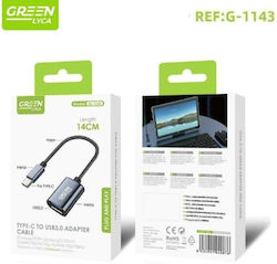 Green Lyca Μετατροπέας Usb-c Usb-a Male Usb-c Usb-a Female Πράσινο 14εκατοστα