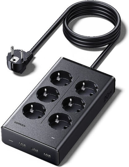 Ugreen Πολύπριζο 6 Θέσεων με 3 USB-A, USB-C και Καλώδιο 1.5m